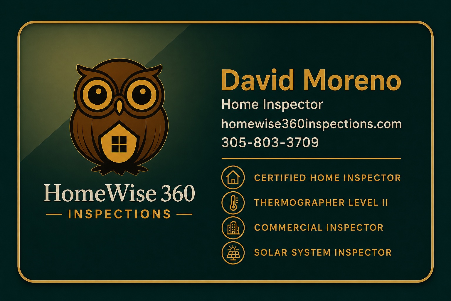 Home Wise 360 business card with thermal camera
